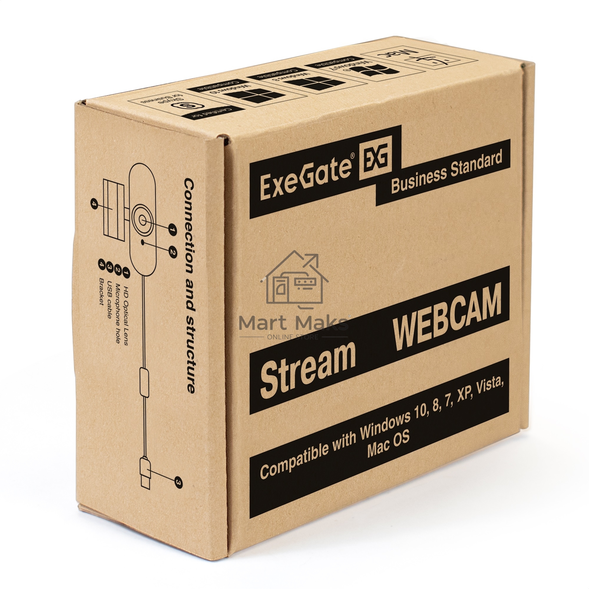 Веб-камера ExeGate Stream C925 Full HD (2Мп, 1920х1080, 1080P, 30fps, поддержка H.264, фиксированный фокус, 4-линзовый объектив, микрофон с шумоподавлением, универсальное крепление, USB, кабель 1,5 м, Windows® 7/8/10/11, Mac OS 10.6 и выше, Chrome OS™, An