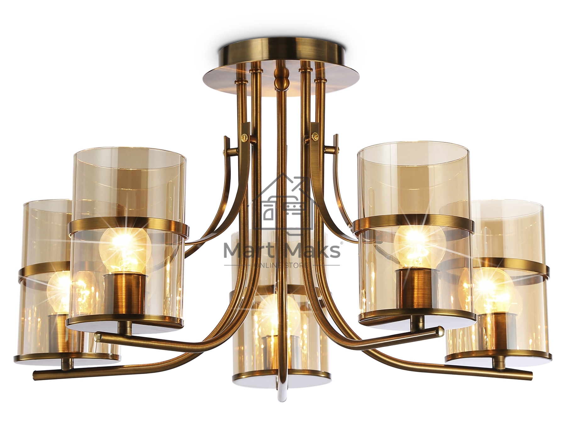 Светильник Ambrella light TR3222/5 GD/TI золото/янтарь E27*5 max 40W D540*300