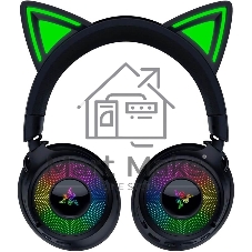 Гарнитура Razer Kraken Kitty V3 Pro чёрный, беспроводная + проводная, радиоканал, до 70 ч, подсветка