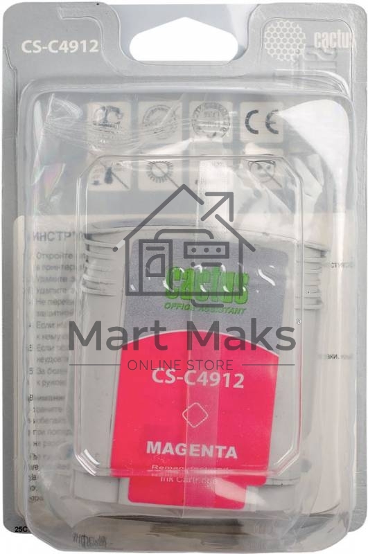 Картридж струйный Cactus CS-C4912 №82 пурпурный (72 ml) для HP Design Jet 500/800C