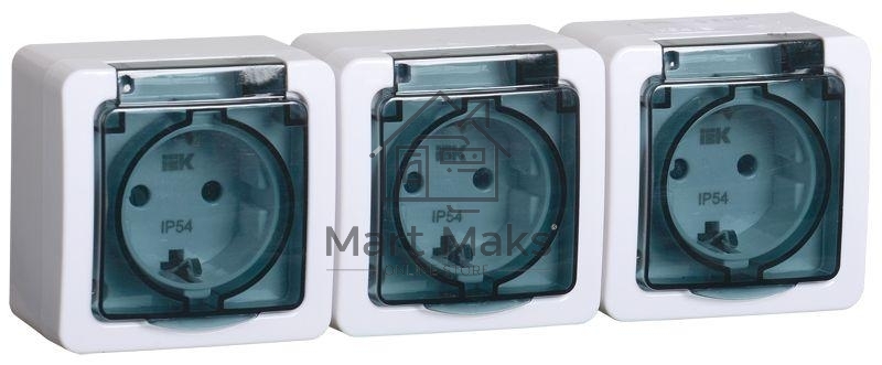 Розетка силовая Iek ERMP32-K03-16-54-EC РСб23-3-ГПБд роз 3м с з/к о/у IP54 (дымчатый) ГЕРМЕС PLUS