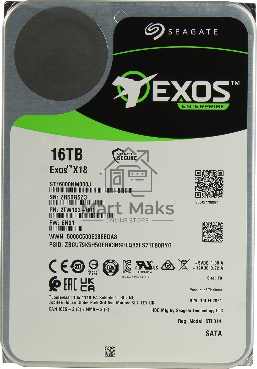 Жесткий диск Seagate 16TB 7200RPM SATA 6GB/S 256MB ST16000NM000J