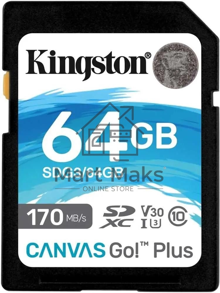 Флеш карта Kingston 64GB SDXC Canvas Go Plus 170R C10 UHS-I U3 V30 EAN: 740617301397
