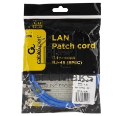 Патч-корд медный UTP Cablexpert PP10-1M/B cat.5e, 1м, литой, многожильный, синий