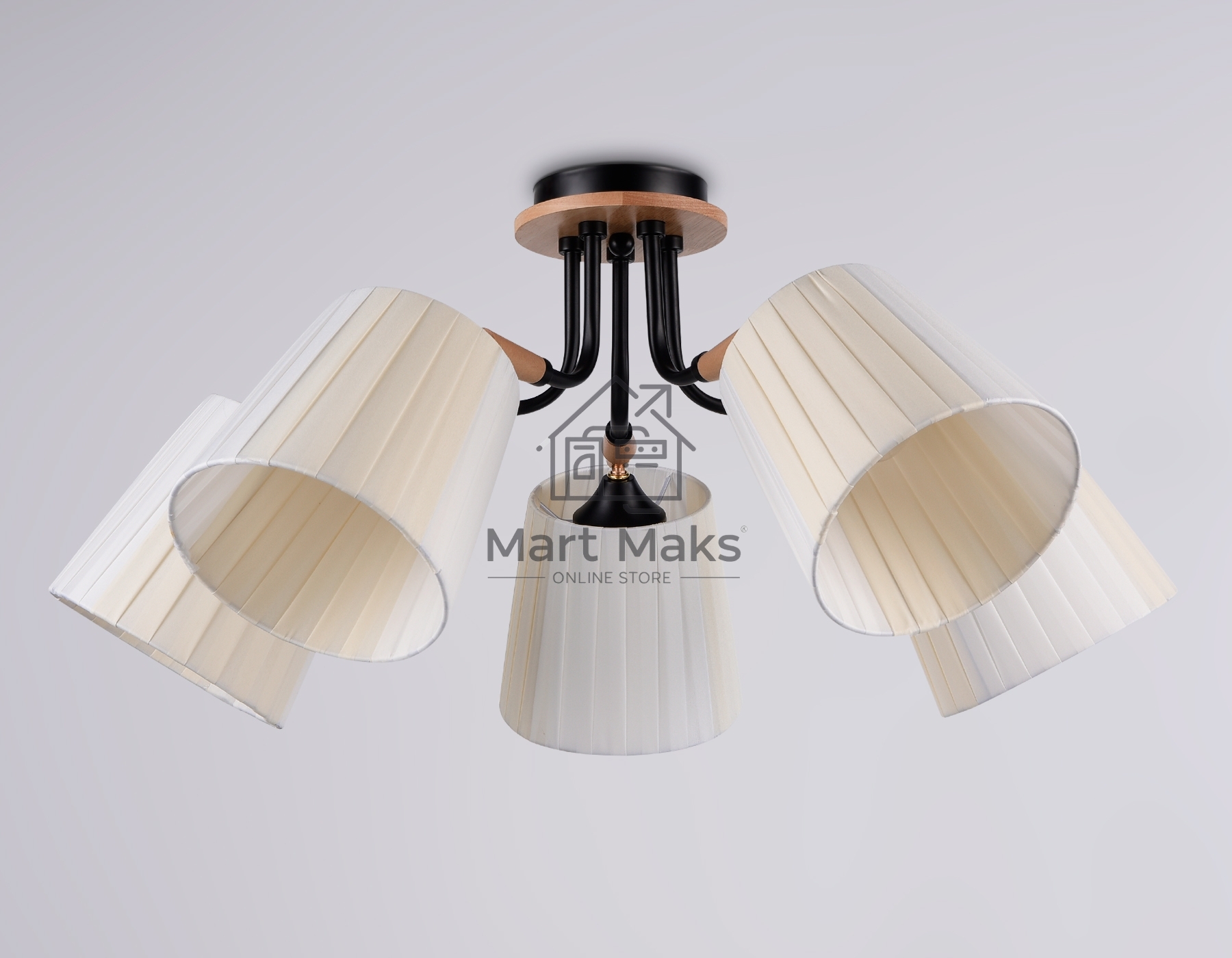 Светильник Ambrella light TR4733/5 BK/LWD черный/светлое дерево E27/5 max 40W D610*270