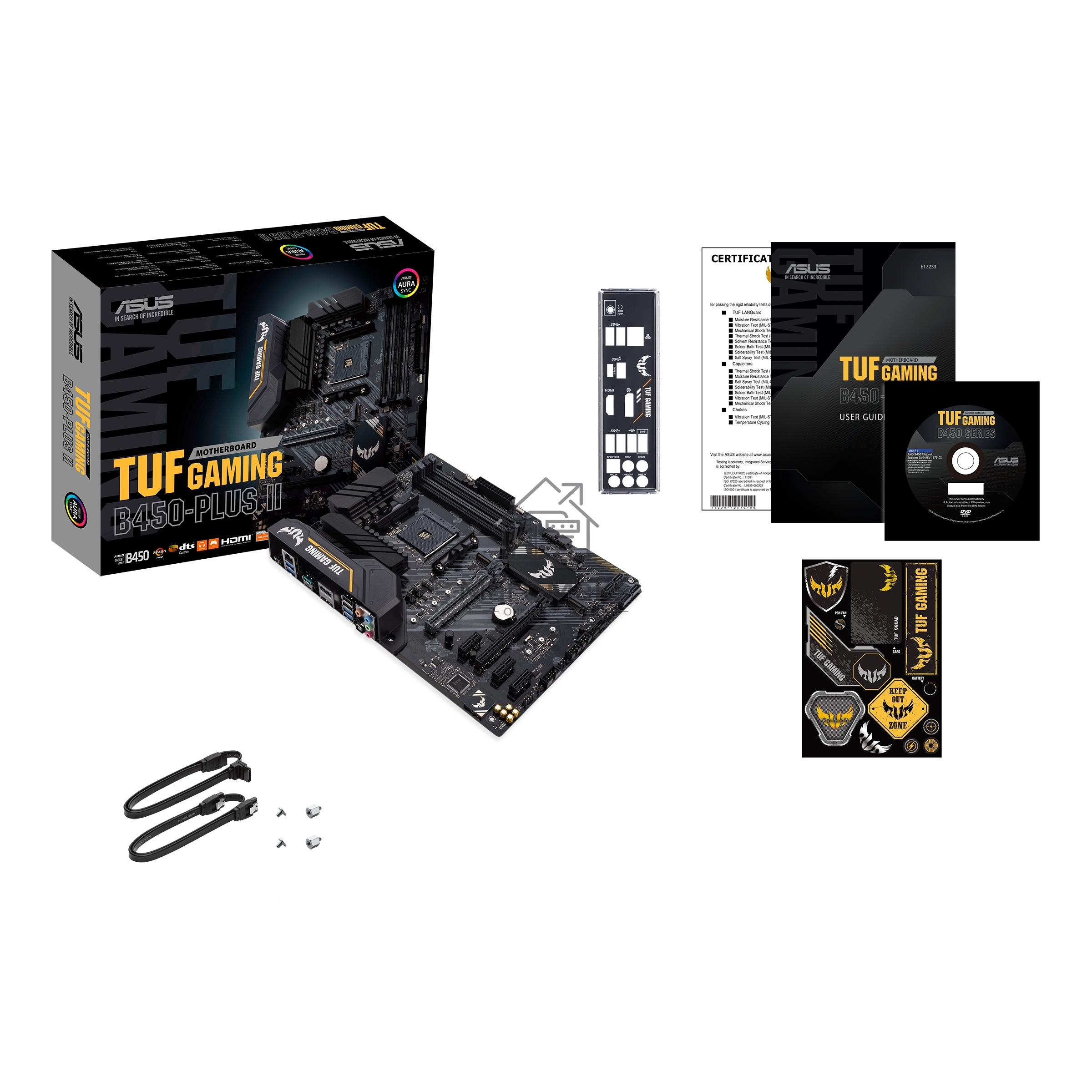 Материнская плата ASUS TUF GAMING B450-PLUS II, AM4, AMD B450, 4xDDR4, 6xSATA, 2xM.2, 1xPCI-E 3.0 x16, 1xPCI-E 2.0 x16, 3xPCI-E x1, 1xHDMI, 1xDP, 1x 1Gb LAN, 4xUSB 3.2 Gen 1, 1xUSB 3.2 Gen 2, 1xUSB-C 3.2 Gen 2, 5x3.5 мм, 7.1, ATX