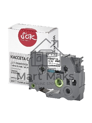 Кассета с лентой S'OK by Sakura Printing TZES941 для Brother, черный на серебре, 18мм/8м, наклейка