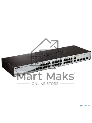 Коммутатор D-Link DGS-1210-28/ME/B2A, L2 Managed Switch with 24 10/100/1000Base-T ports and 4 1000Base-X SFP ports.16K Mac address, 802.3x Flow Control, 4K of 802.1Q VLAN, 802.1p Priority Queu