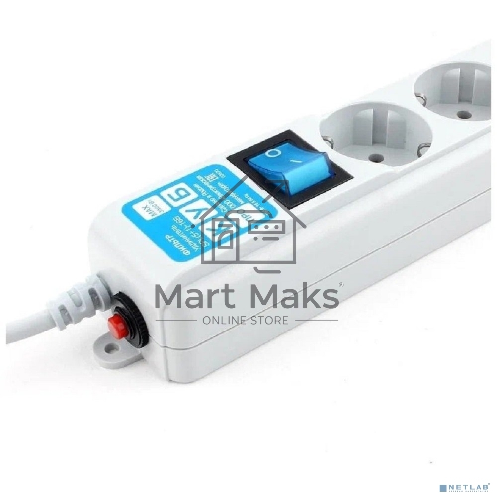 Фильтр-удлинитель Power Cube PRO SPL6-16-P-3М, 3,0 м, LC контур, 16А/3,5кВт 3*1,5мм