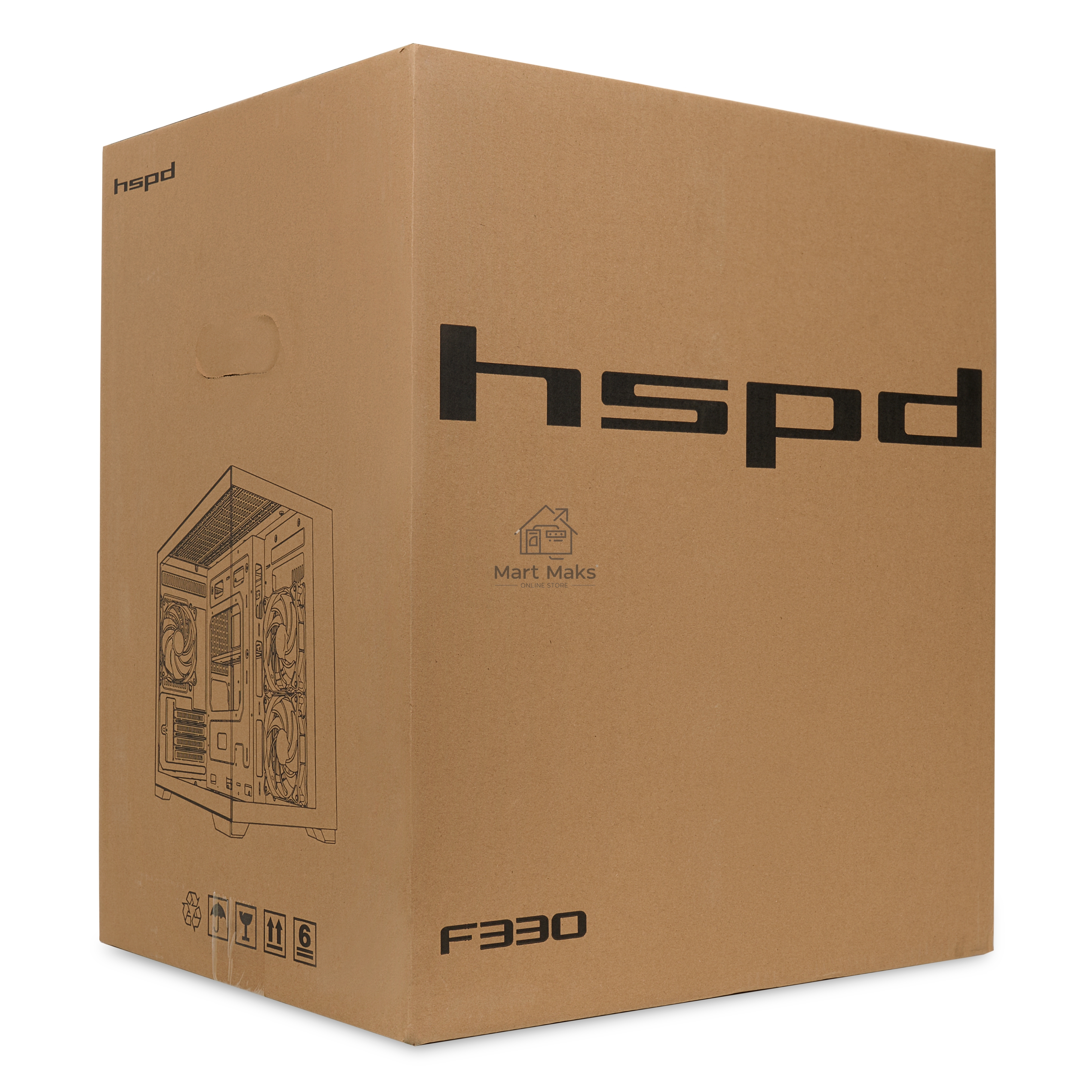 Компьютерный корпус  HSPD F330, Panoramic Mini-tower, черный, TG, 0.5 SPCC, 3x120mm ARGB mATX, mITX 160/400/200mm 1x2.5