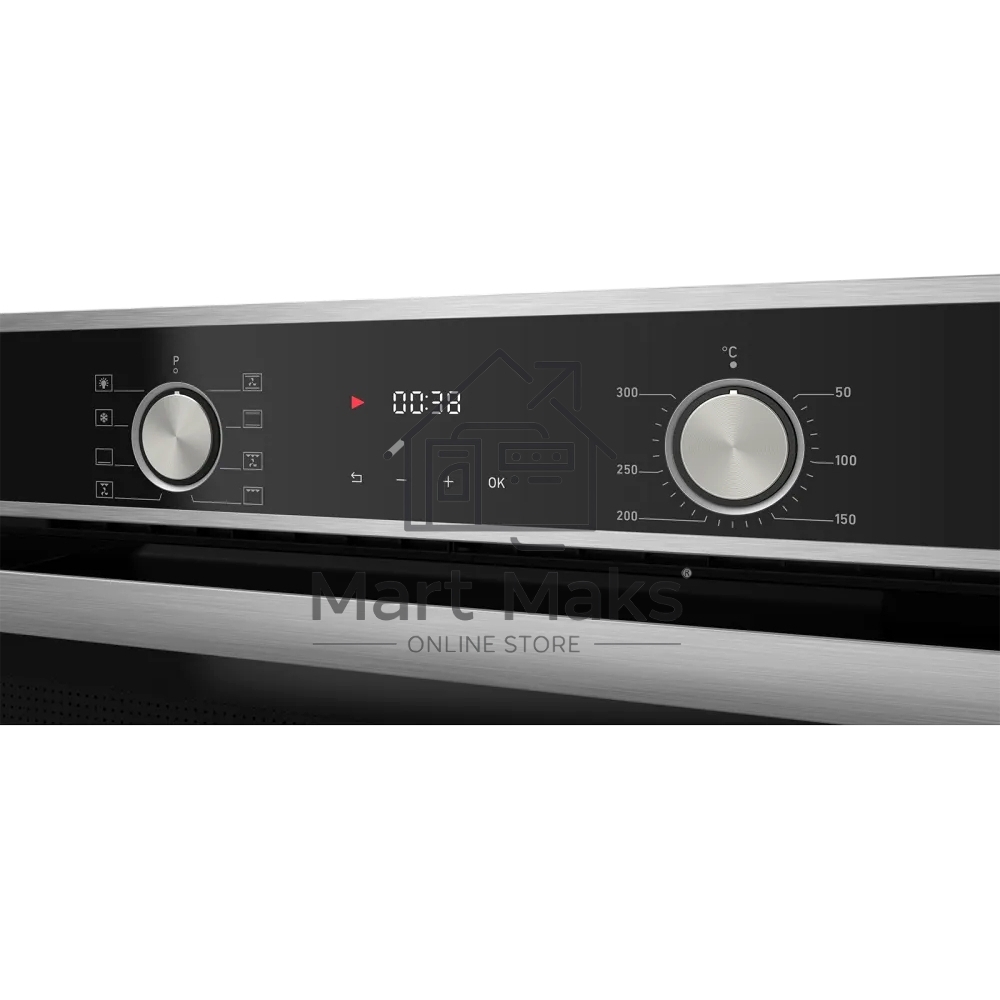 Встраиваемый духовой шкаф Kuppersberg HO 608 BX, электрический, High-Tech, 60 см, объем 80 л, 8 режимов, поворотное управление, макс. Температура 300 градусов, дисплей, таймер, цвет нержавеющая сталь/черный