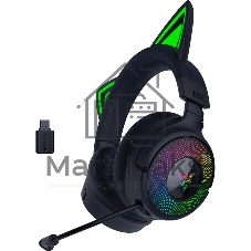 Гарнитура Razer Kraken Kitty V3 Pro чёрный, беспроводная + проводная, радиоканал, до 70 ч, подсветка