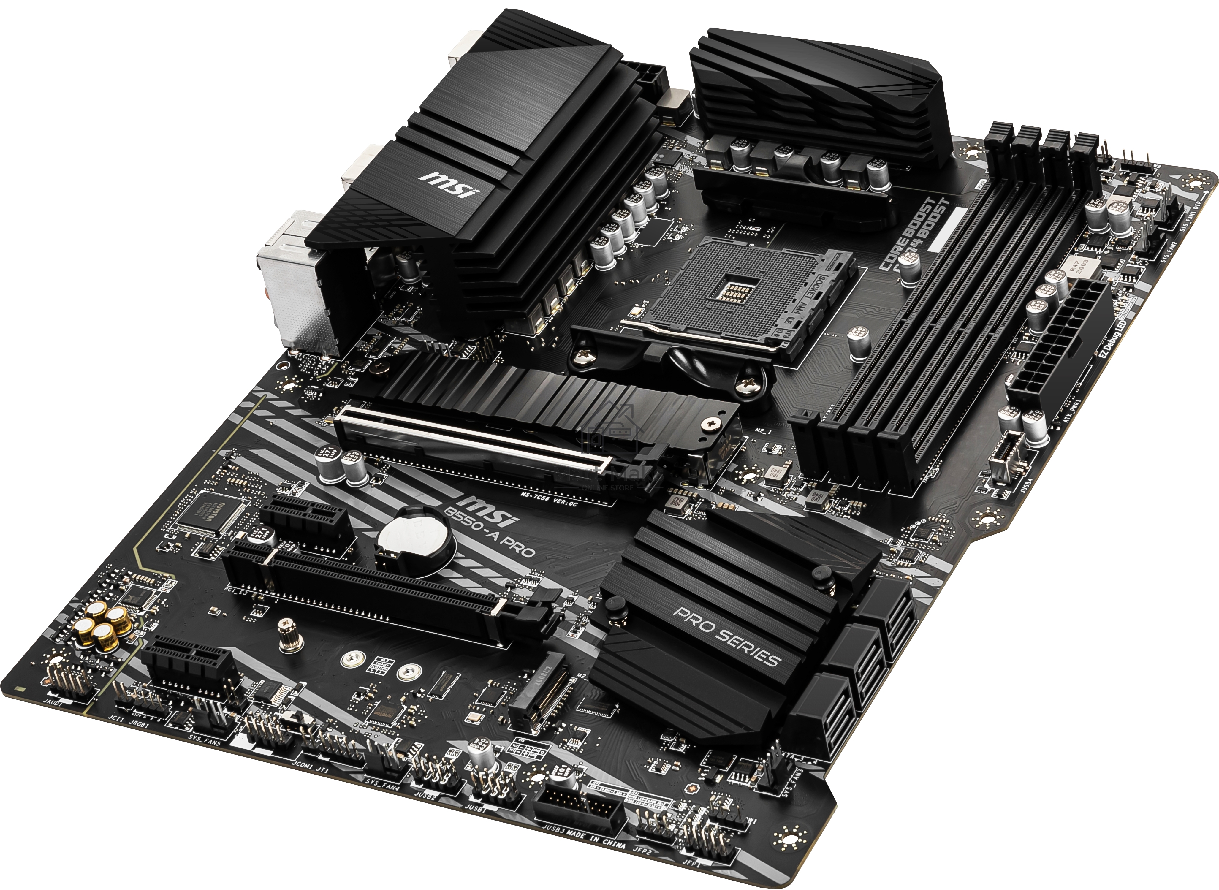 Материнская плата MSI B550-A PRO, AM4, AMD B550, 4xDDR4, 6xSATA, 2xM.2, 1xPCI-E 4.0 x16, 1xPCI-E 3.0 x16, 2xPCI-E x1, 1xHDMI, 1xDP, 1x 1Gb LAN, 4xUSB-A 2.0, 2xUSB-A 3.2 Gen 1, 1xUSB-A 3.2 Gen 2, 1xUSB-C 3.2 Gen 2, 6x3.5 мм, 7.1, ATX