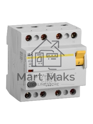 Выключатель дифференциального тока (УЗО) 4п 40А 100мА тип AC ВД1-63 ИЭК MDV10-4-040-100