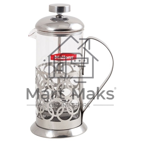 Чайник/кофейник MALLONY OLIMPIA, 350 мл из жаропрочного стекла, в корп из нерж ст, T046-350ML (950100)