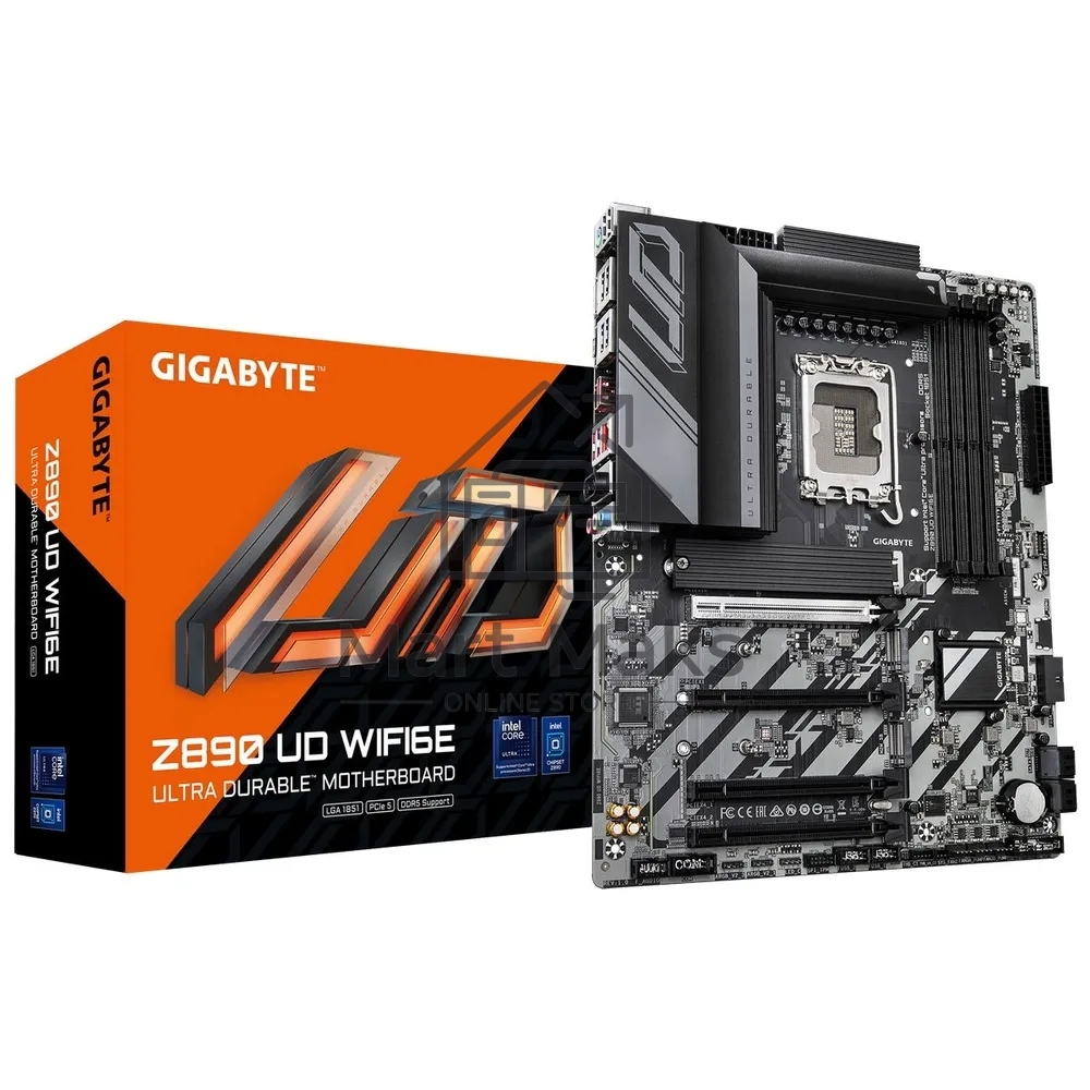 Материнская плата Gigabyte Z890 UD WIFI6E, LGA 1851, Intel Z890, 4xDDR5, 4xSATA, 3xM.2, 1xPCIe 5.0 x16, 2xPCIe 4.0 x4, 1xPCIe 4.0 x1, 1xDP, 1xUSB-C, 1x 2.5Gb LAN, 4xUSB-A 3.2 Gen 1, 1xUSB-A 3.2 Gen 2, 4xUSB-A 2.0, 1xUSB4, 3x3.5 мм, 7.1, ATX