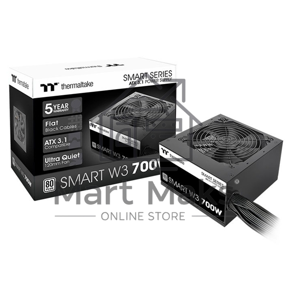 Блок питания Thermaltake Smart W3 700W, ATX 3.1, APFC, 12cm Fan, 80+, Retail