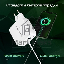 Сетевое зарядное устройство Digma Pro DPW10B 100W 5A (PD+QC) 2хUSB-C/USB-A универсальное белый (DPW1B0G012WH)