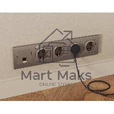 Комплект механизма компьютерной розетки ALFA Темная бронза матовый RJ-45(8P8C) CAT6 с шторкой QUANT (AP6420, VM188) MA642010