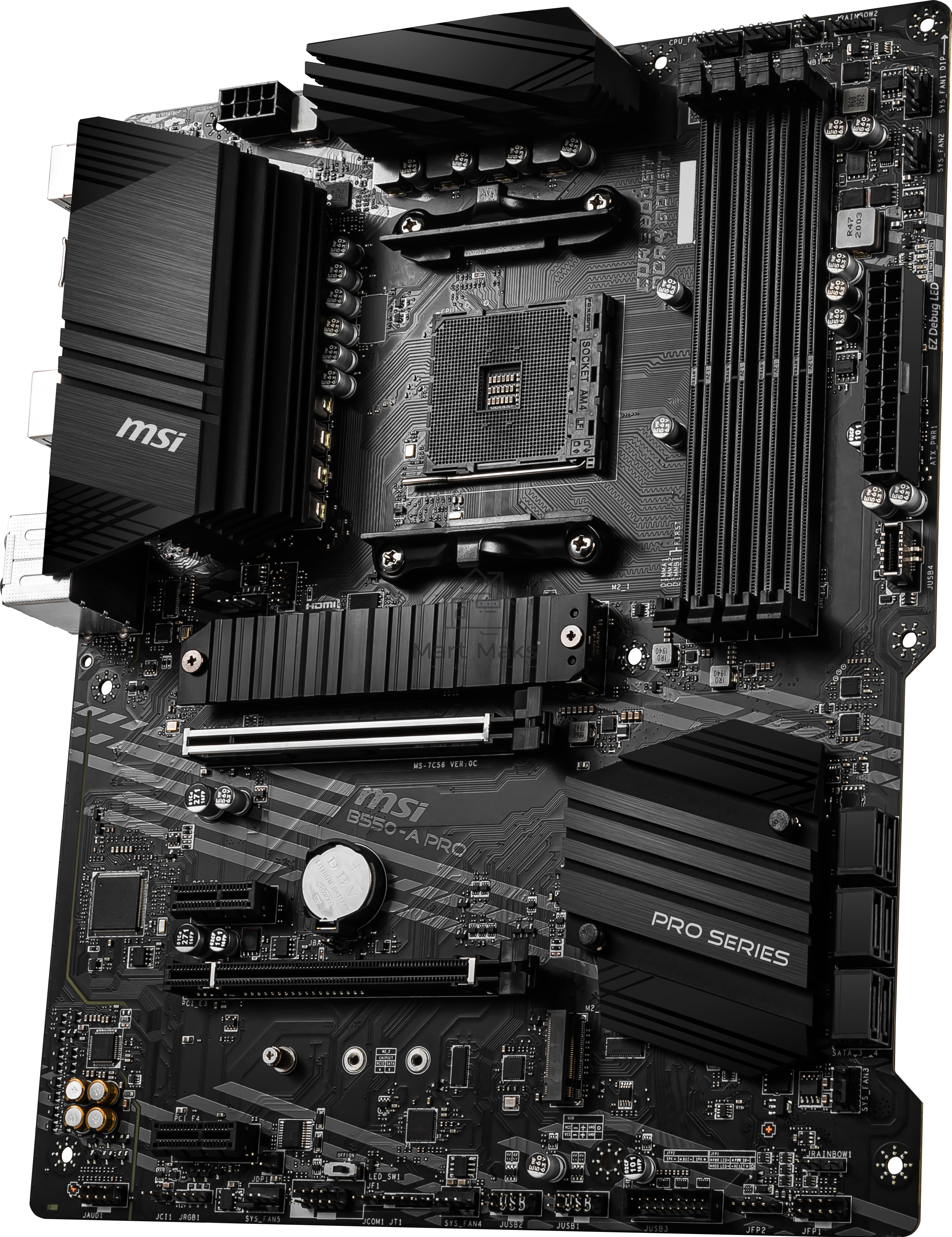 Материнская плата MSI B550-A PRO, AM4, AMD B550, 4xDDR4, 6xSATA, 2xM.2, 1xPCI-E 4.0 x16, 1xPCI-E 3.0 x16, 2xPCI-E x1, 1xHDMI, 1xDP, 1x 1Gb LAN, 4xUSB-A 2.0, 2xUSB-A 3.2 Gen 1, 1xUSB-A 3.2 Gen 2, 1xUSB-C 3.2 Gen 2, 6x3.5 мм, 7.1, ATX