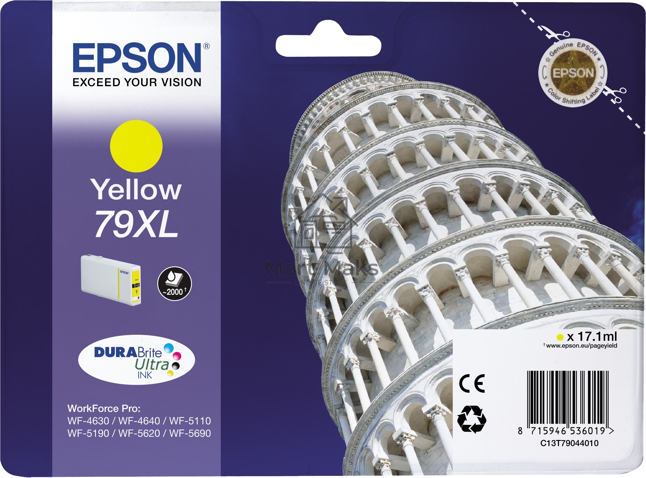 Картридж струйный Epson T7904 желтый повышенной емкости для WF-5110DW/WF-5620DWF