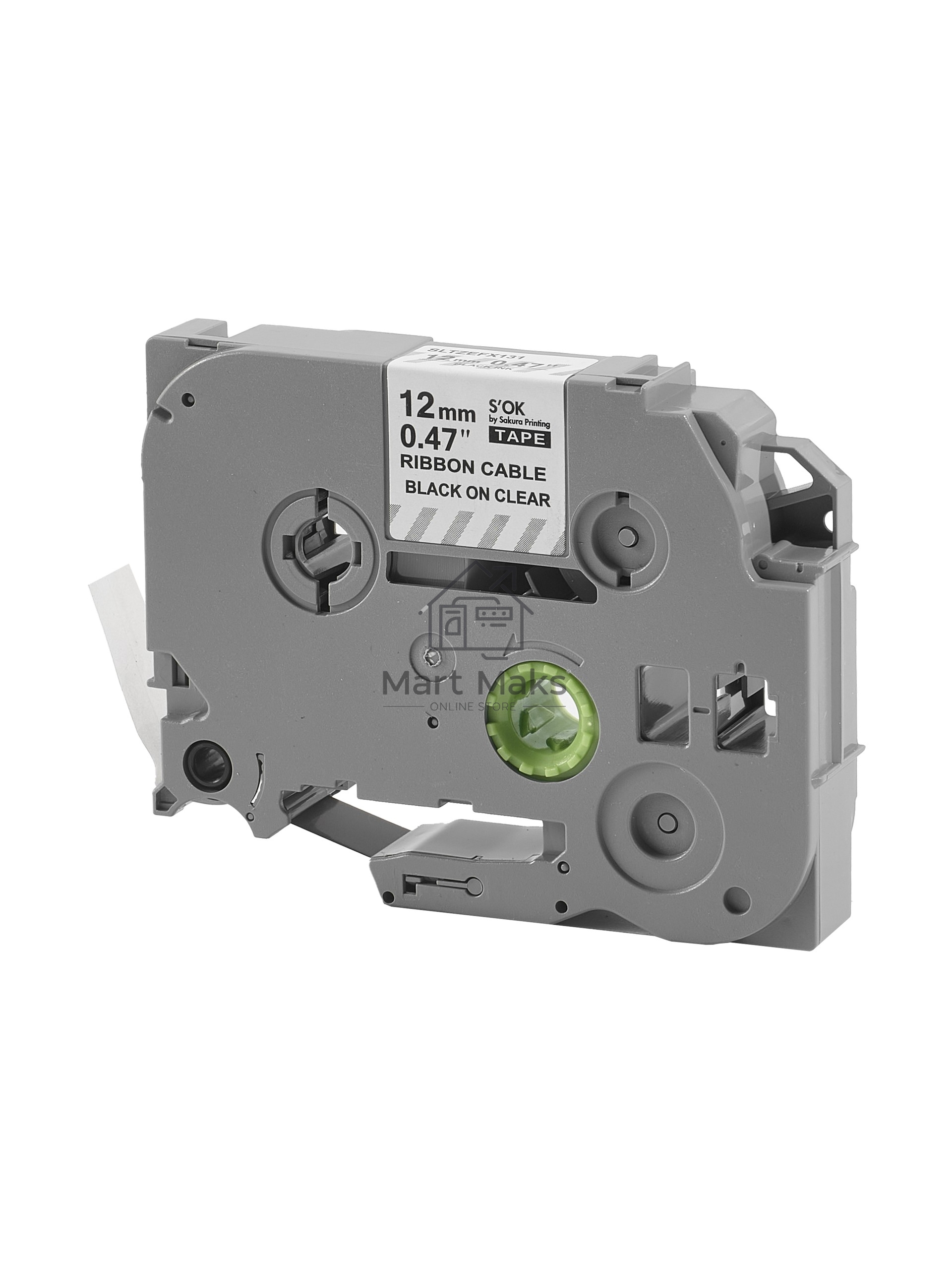 Кассета с лентой S'OK by Sakura Printing TZEFX131 для Brother, черный на прозрачном, 12мм/8м, наклейка