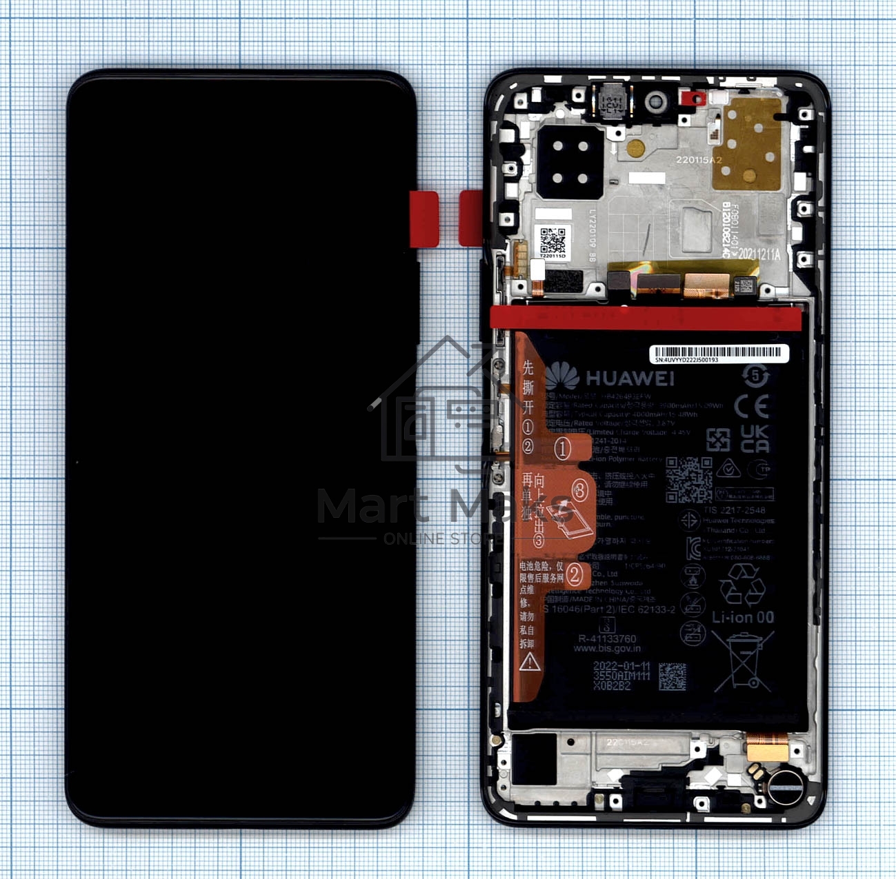 Дисплей для Huawei Nova 9 SE в сборе с тачскрином, панелью и аккумулятором (SP 02354UVY), черный