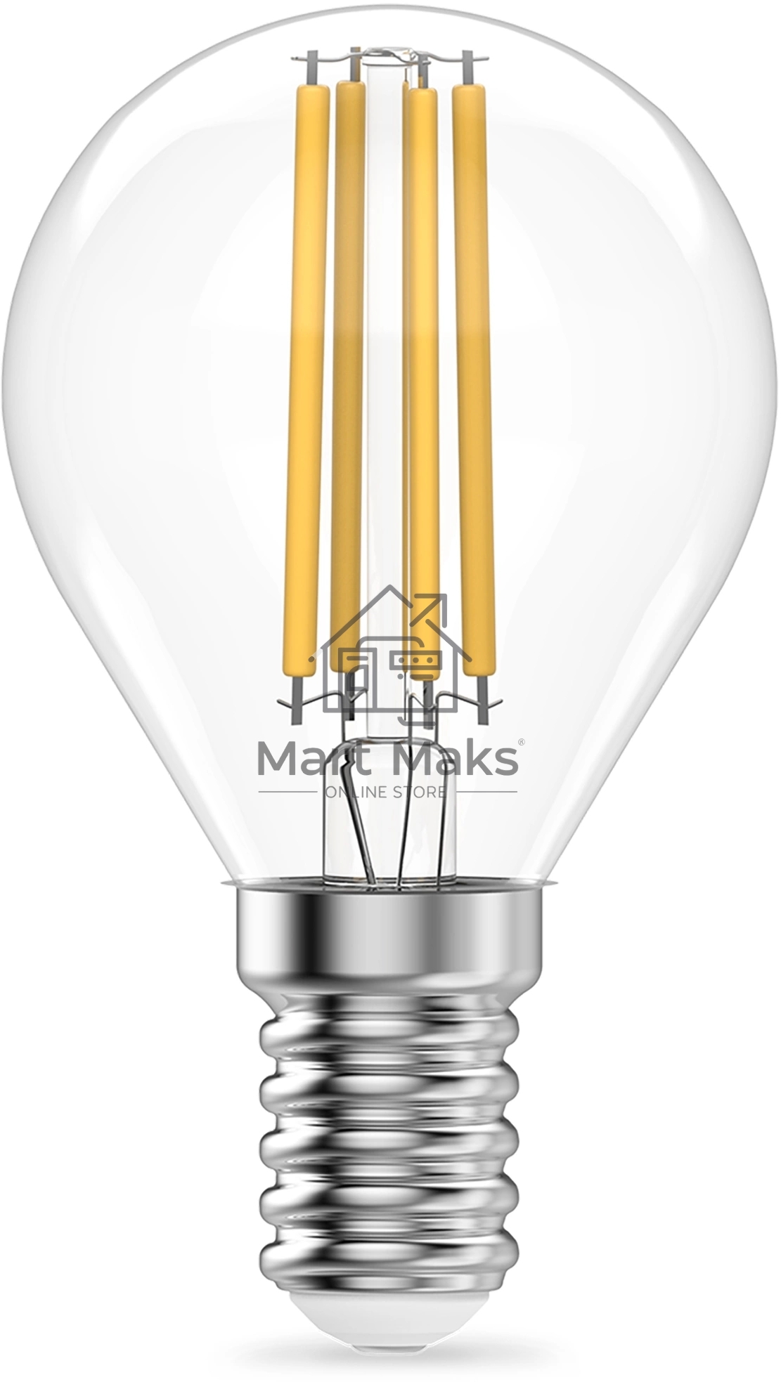 Лампа филам. Gauss Filament 12Вт цок.:E14 шар св.свеч.бел.нейт. (упак.:10шт) (52122)