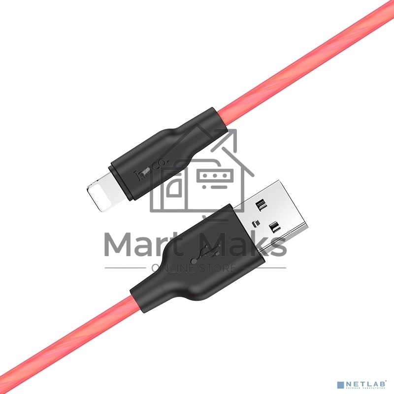 Кабель USB Lightning/ HOCO HC-71372 X21/ 1m/ 2A/ Силикон/ Black&Red