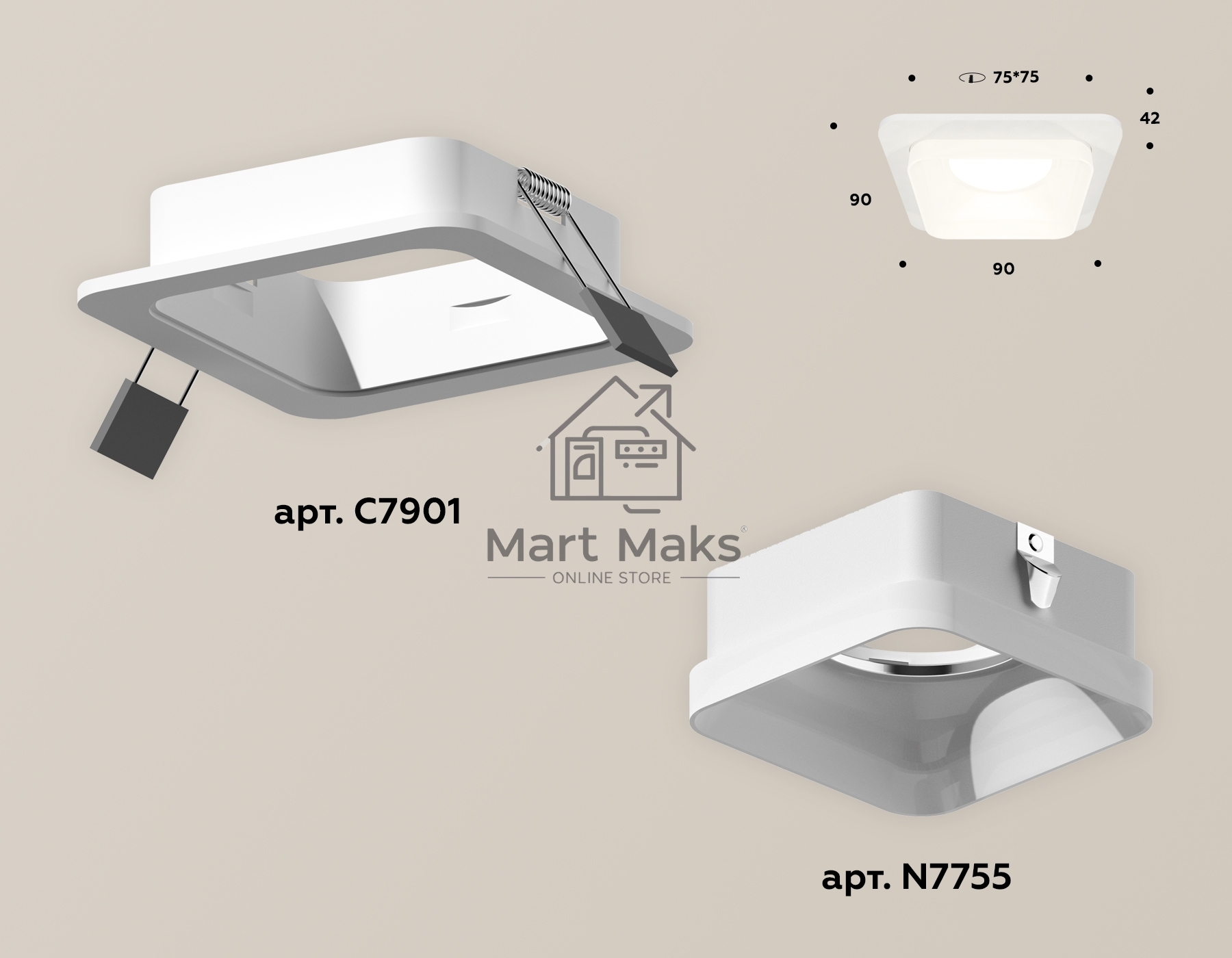 Комплект встраиваемого светильника Ambrella light XC7901013 SWH/FR белый песок/белый матовый MR16 GU5.3 (C7901, N7755)