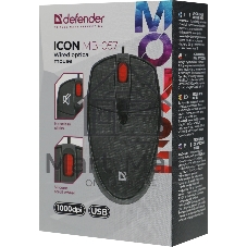Мышь проводная Defender Icon MB-057 черный, 1000 dpi, USB, кнопки - 3