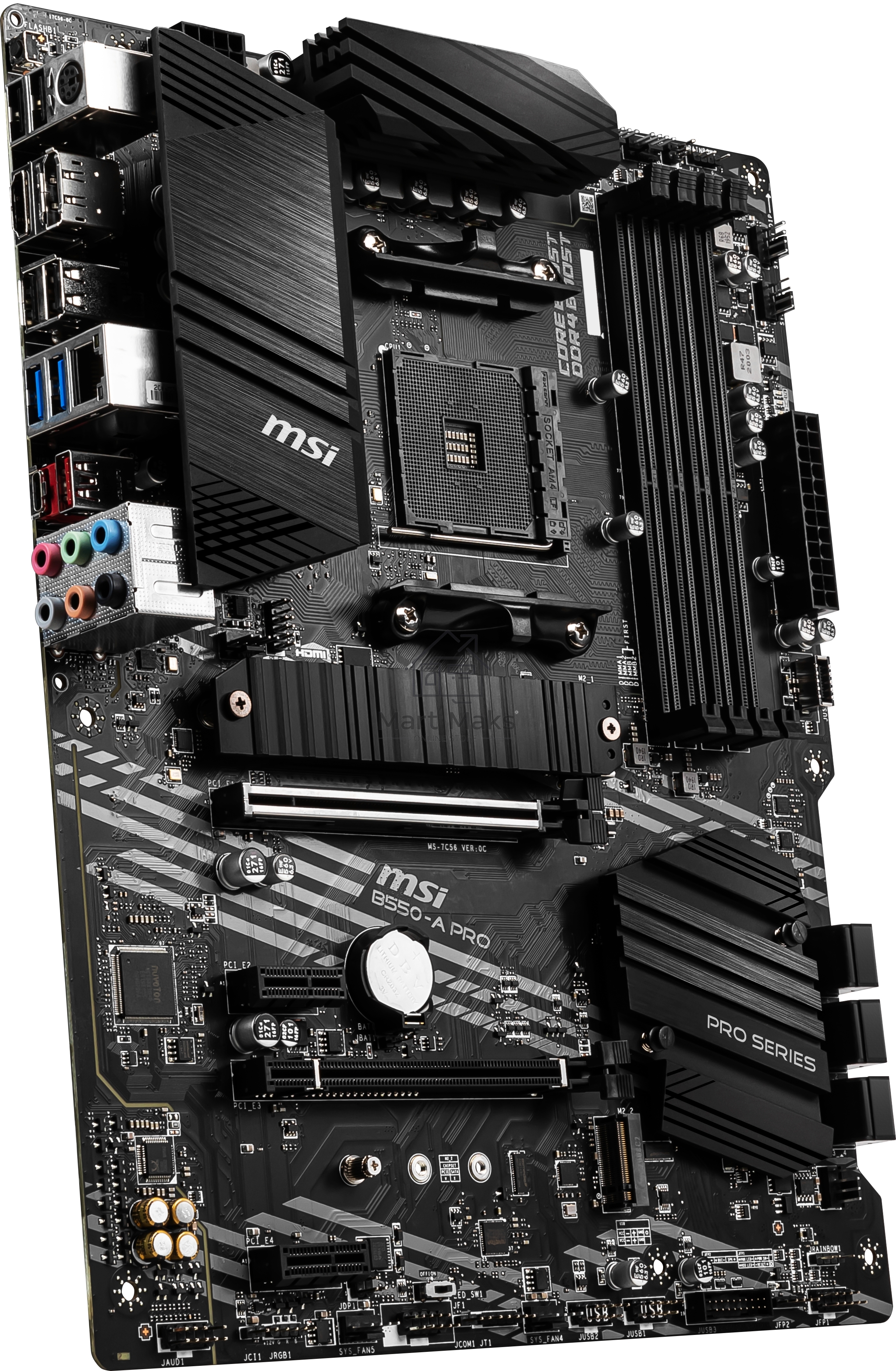 Материнская плата MSI B550-A PRO, AM4, AMD B550, 4xDDR4, 6xSATA, 2xM.2, 1xPCI-E 4.0 x16, 1xPCI-E 3.0 x16, 2xPCI-E x1, 1xHDMI, 1xDP, 1x 1Gb LAN, 4xUSB-A 2.0, 2xUSB-A 3.2 Gen 1, 1xUSB-A 3.2 Gen 2, 1xUSB-C 3.2 Gen 2, 6x3.5 мм, 7.1, ATX