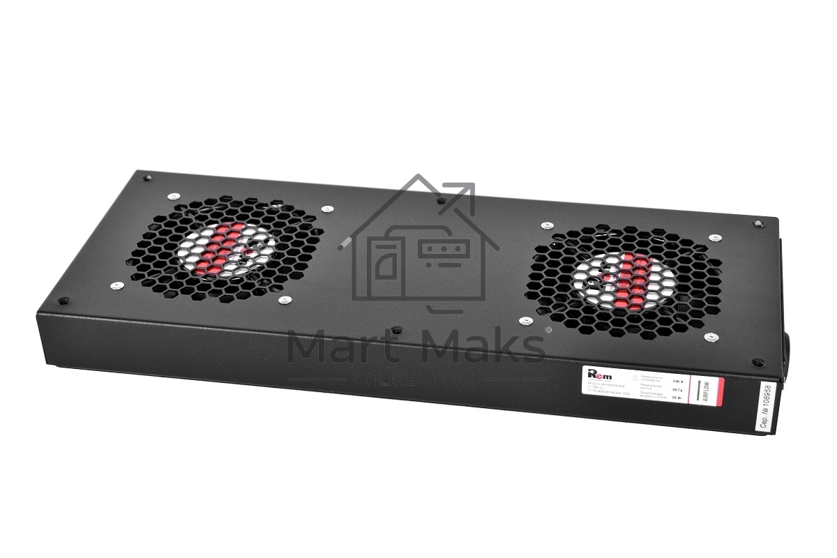 Модуль вентиляторный ЦМО, 2 вентилятора, колодка, черный R-FAN-2J-9005