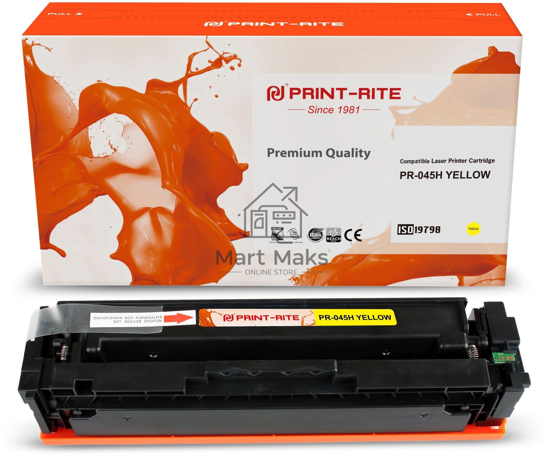 Картридж лазерный Print-Rite TFC450YPU1J PR-045H YELLOW 045H Yellow желтый (2200стр.) для Canon LBP 611Cn/613Cdw/631Cn/633Cdw/635Cx