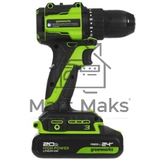 Дрель-шуруповерт Greenworks DD345, 24 В, 0 Ач, 45 Нм, бесщеточный