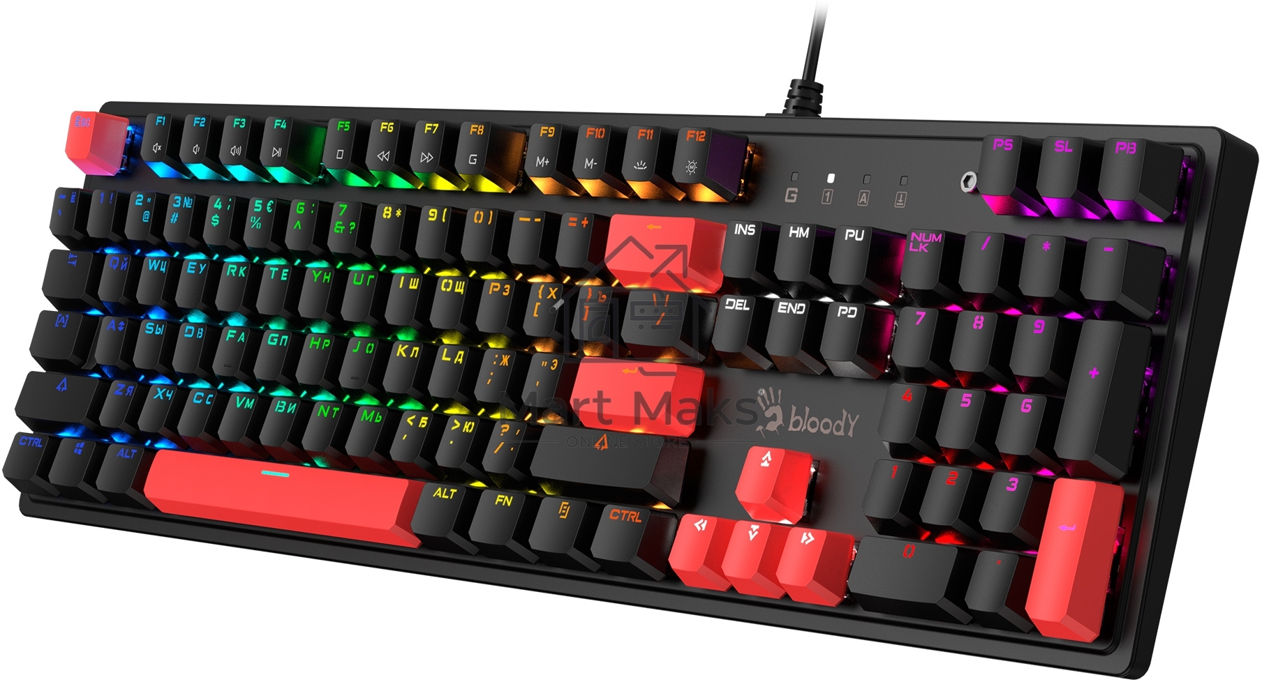 Клавиатура A4Tech Bloody S510R механическая черный USB for gamer LED
