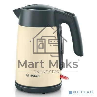 Чайник Bosch TWK7L467, 1.7л, 2400 Вт., нерж.сталь, покрытая эмалью, бежевый, шкала уровня воды