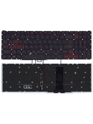 Клавиатура для ноутбука Acer Nitro 5 AN517-51 черная с красной подсветкой