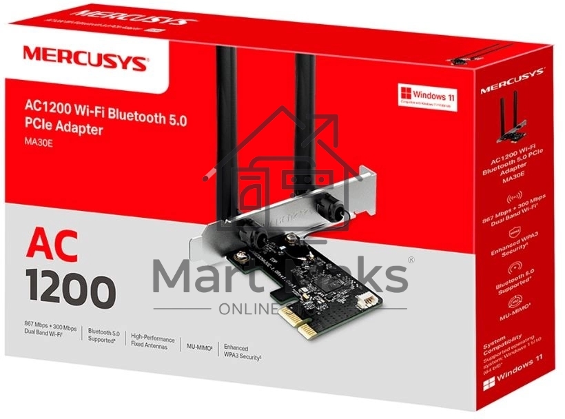 Wi-Fi  Bluetooth PCI Адаптер Mercusys AC1200 Dual-Band Wi-Fi Bluetooth  PCI Express Adapter