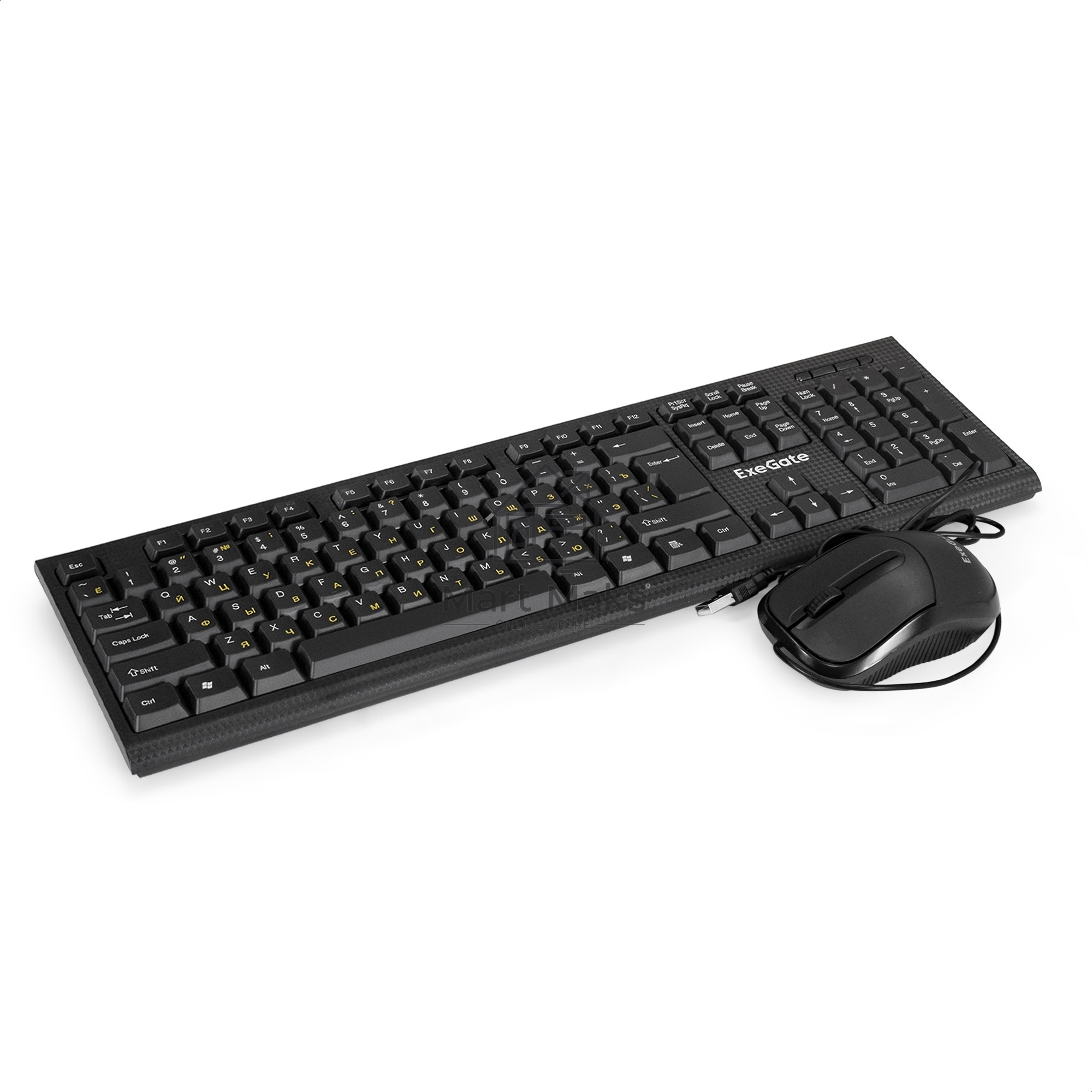 Комплект клавиатура + мышь ExeGate Professional Standard Combo MK170 (клавиатура влагозащищенная 104кл. + мышь оптическая 1200dpi, 3 кнопки и колесо прокрутки, длина кабелей 1,5м; USB, черный, RTL)