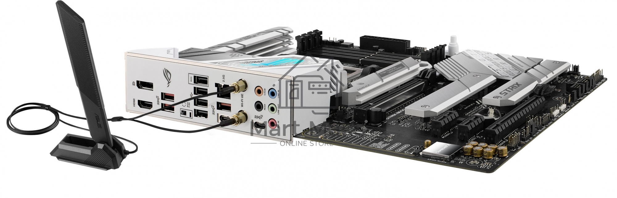 Материнская плата ASUS ROG STRIX B650-A GAMING WIFI, AM5, AMD B650, 4xDDR5, 4xSATA, 3xM.2, 1xPCIe 4.0 x16, 1xPCIe 4.0 x4, 1xHDMI, 1xDP, 1x 2.5Gb LAN, 3xUSB-A 3.2 Gen 2, 4xUSB 2.0, 5x3.5 мм, 7.1, Standard-ATX