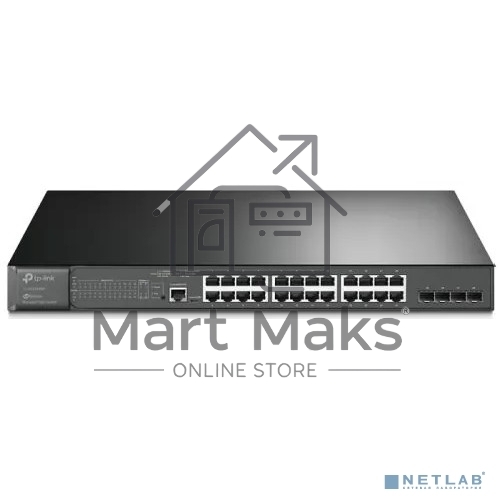 Коммутатор JetStream 28-port Gigabit L2+ Managed Switch with 24-port PoE+, PoE budget up to 384W, support SDN