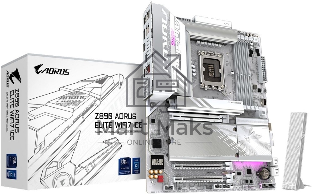 Материнская плата Gigabyte Z890M AORUS ELITE WIFI7 ICE, LGA 1851, Intel Z890, 4xDDR5, 4xSATA, 3xM.2, 1xPCIe 4.0 x4, 1xPCIe 5.0 x16, 1xDP, 1xUSB-C, 1x 2.5Gb LAN, 1xUSB-A 3.2 Gen 2, 4xUSB-A 3.2 Gen 1, 2x3.5 мм, TOSLINK, 7.1, 1xUSB4, mATX