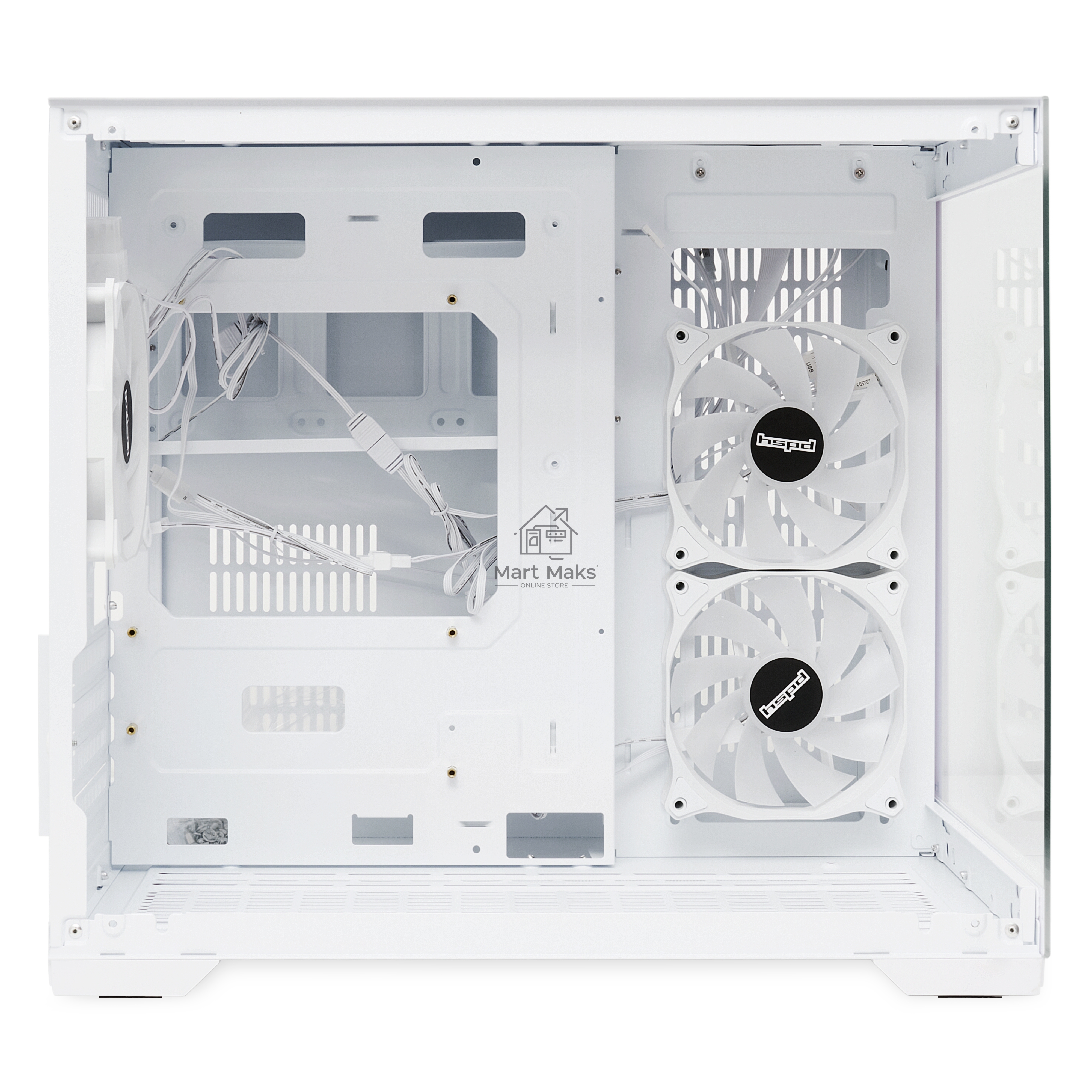 Компьютерный корпус  HSPD F330, Panoramic Mini-tower, White, TG, 0.5 SPCC, 3x120mm ARGB mATX, mITX 160/400/200mm 1x2.5