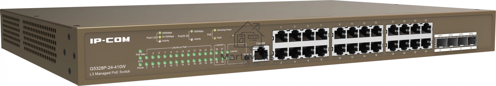 Коммутатор 24PORT 1000M POE 4SFP G5328P-24-410W IP-COM