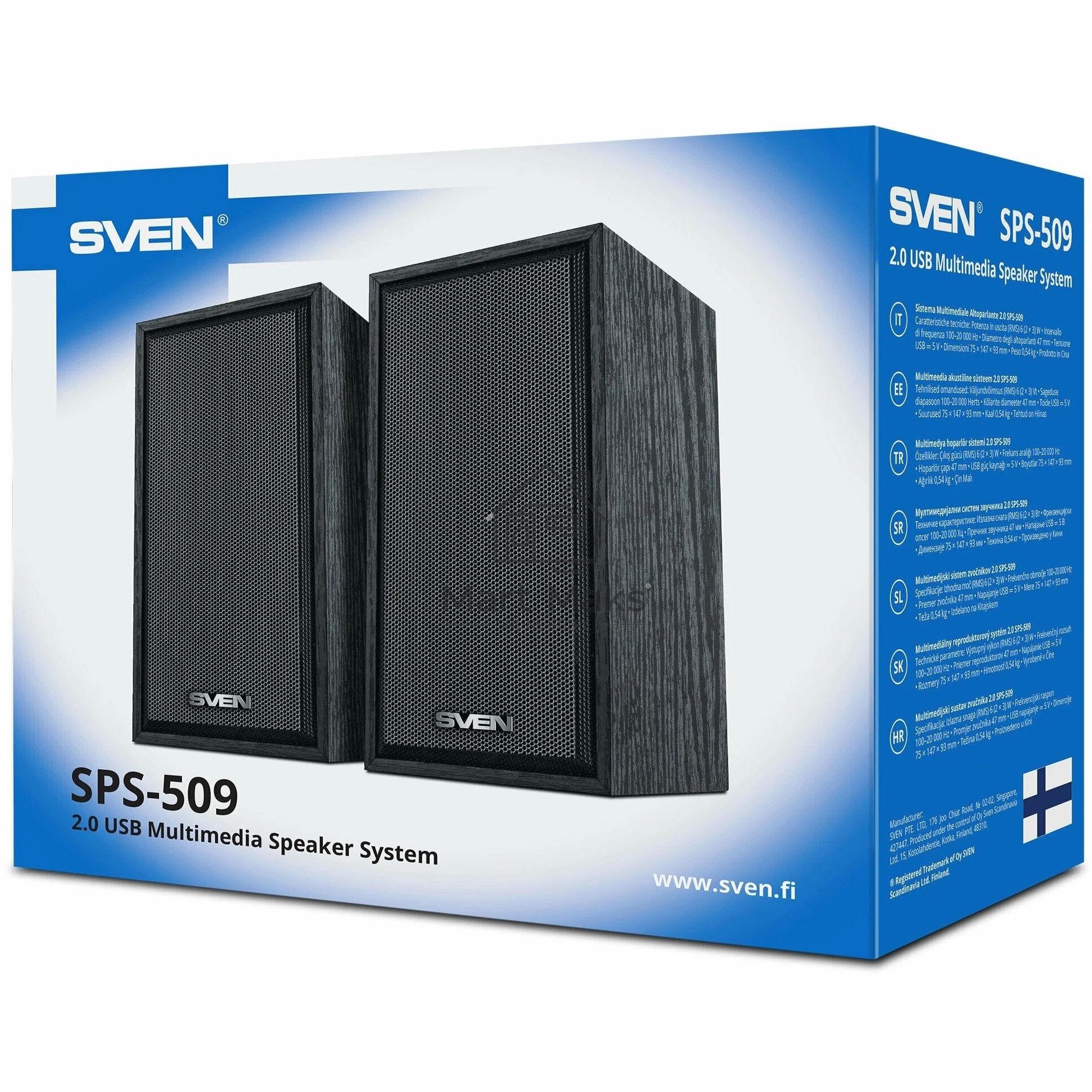 Колонки 2.0 (2x3W, USB+БП) дерево, black SVEN SPS-509