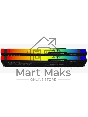 Оперативная память Kingston Fury Beast, DDR5, 32Gb (2x16Gb), 5600MHz, CL40, DIMM, с радиаторами, RGB, черный