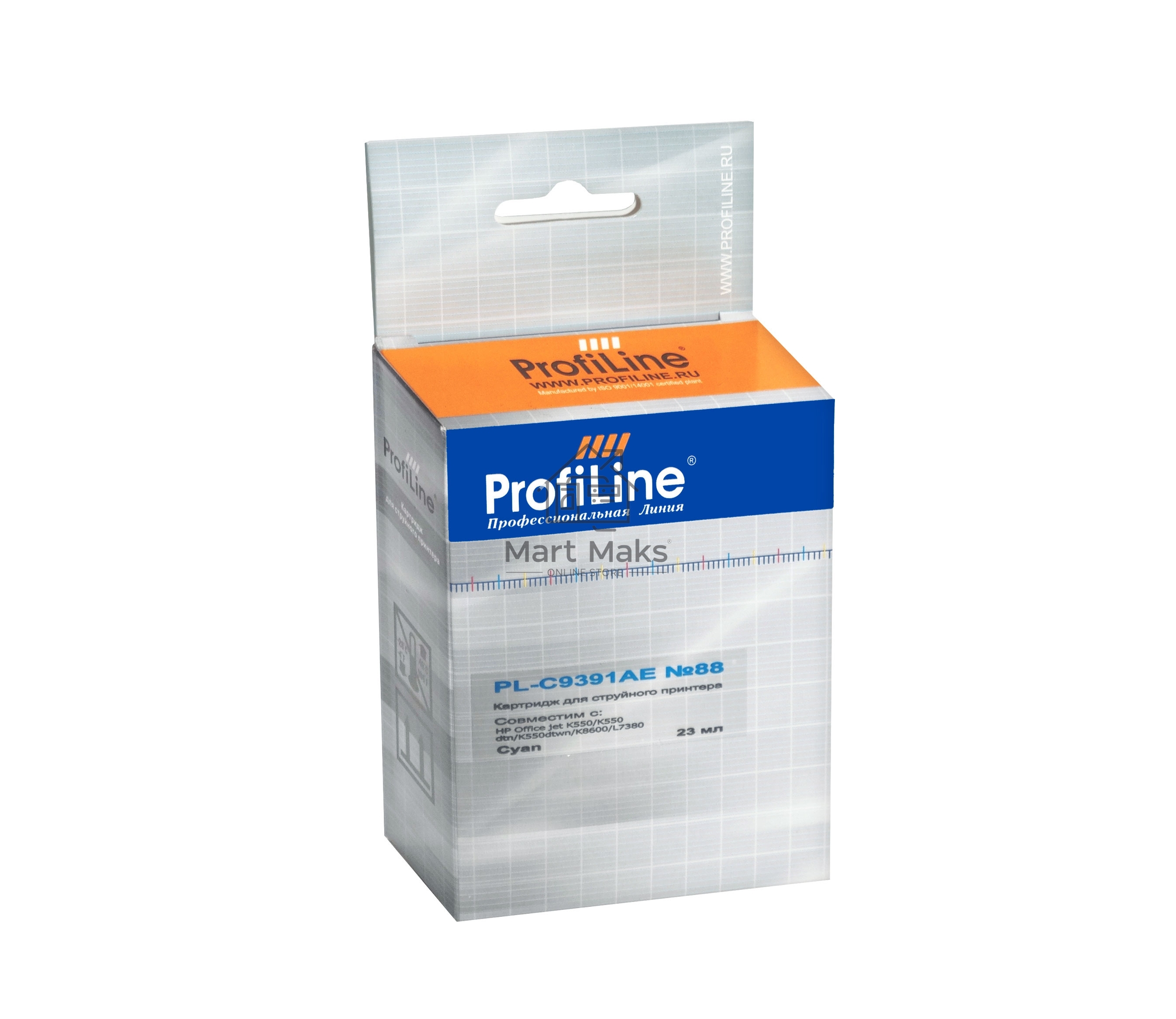 Картридж струйный ProfiLine PL-C9391AE №88 для принтеров HP Office jet K550/K550 dtn/K550dtwn/K5400/K5400dn/K8600/L7380/L7590 Cyan водные
