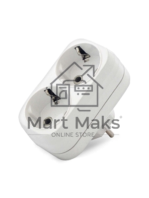 Разветвитель 2 гнезда с заземл. плоский 16А UNIVersal А302