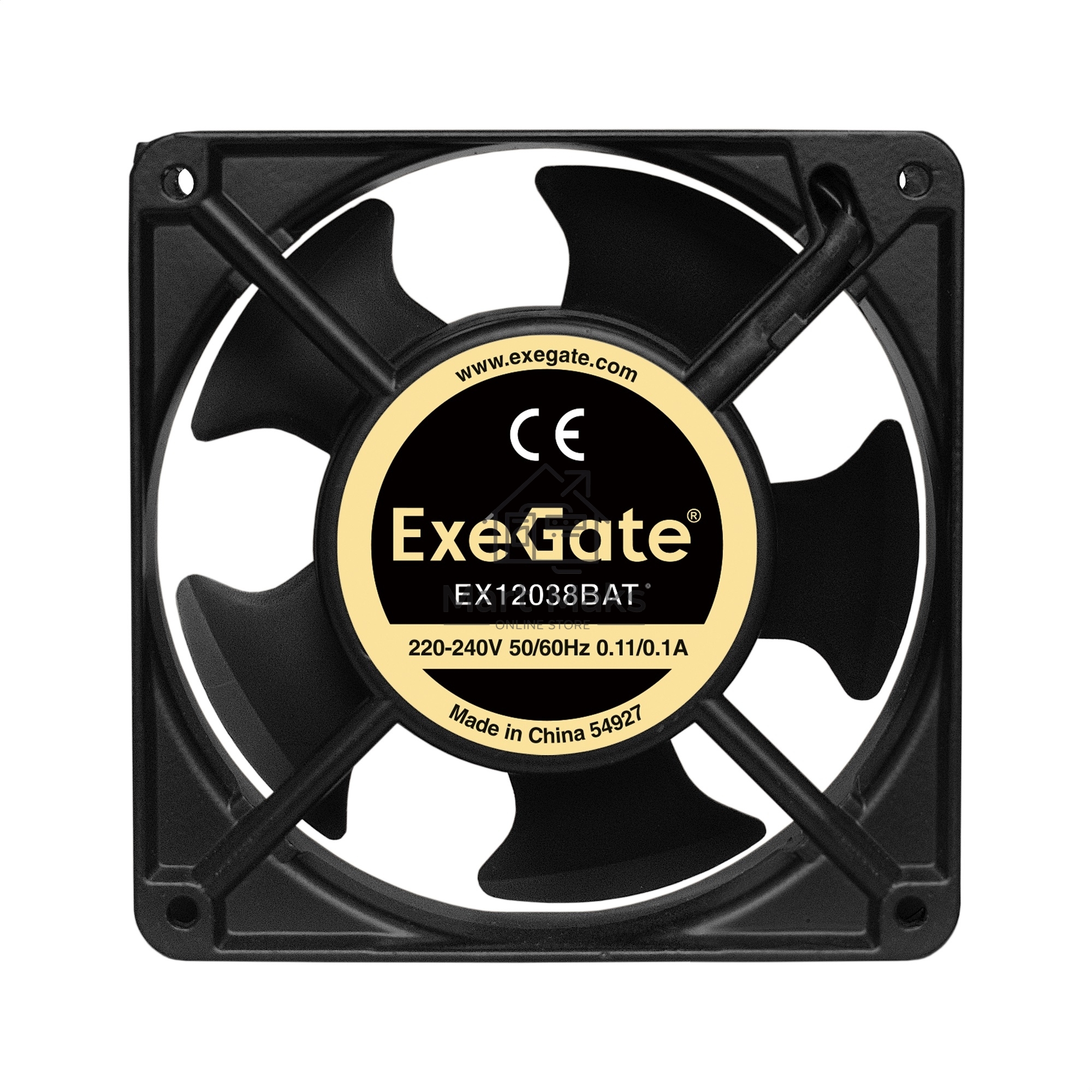 Вентилятор для корпуса ExeGate EX12038BAT черный, 120 мм, 2700 об/мин, 42 дБ